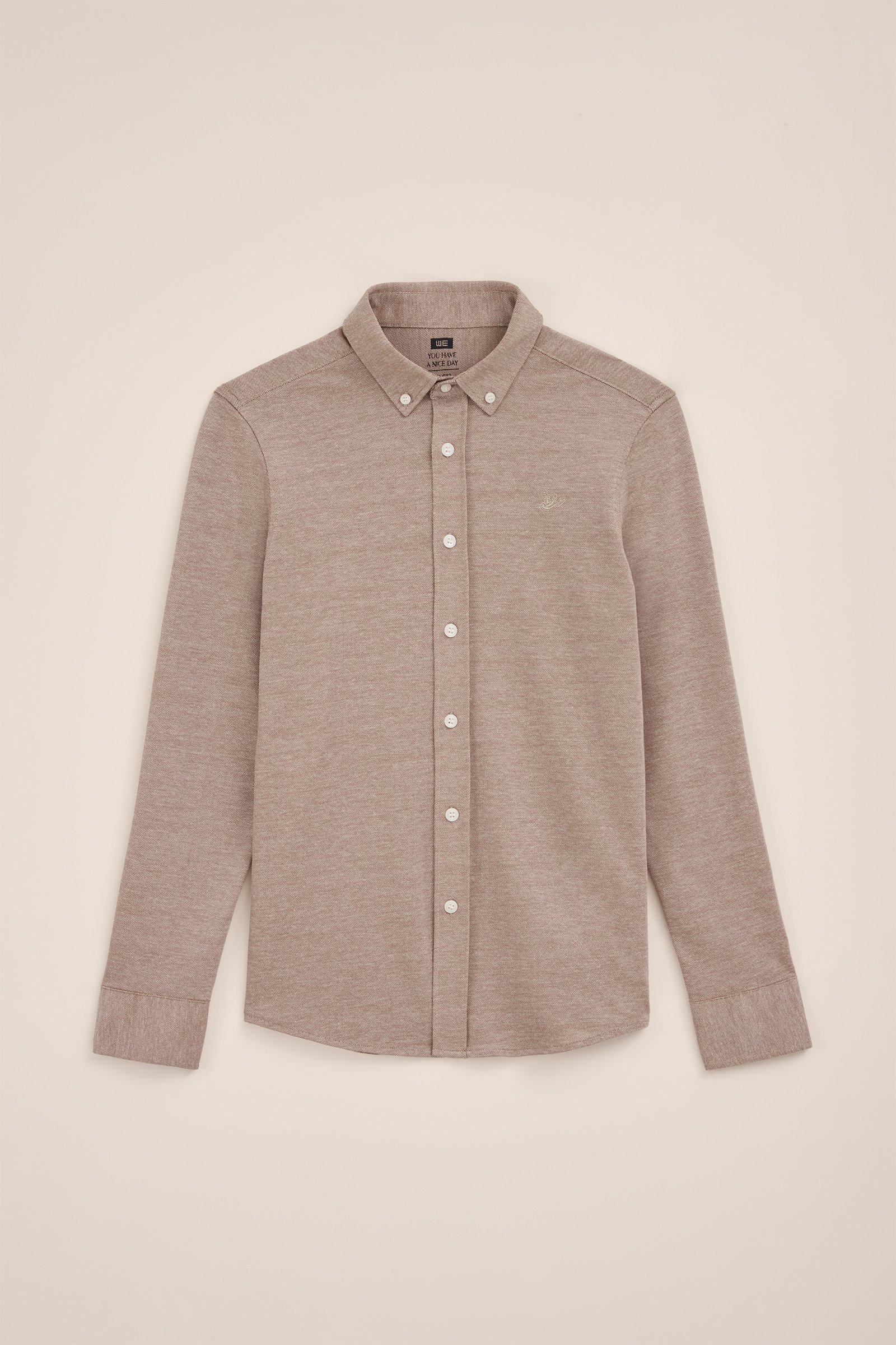 Jongens overhemd van piquéjersey WE Fashion Lichtbruin