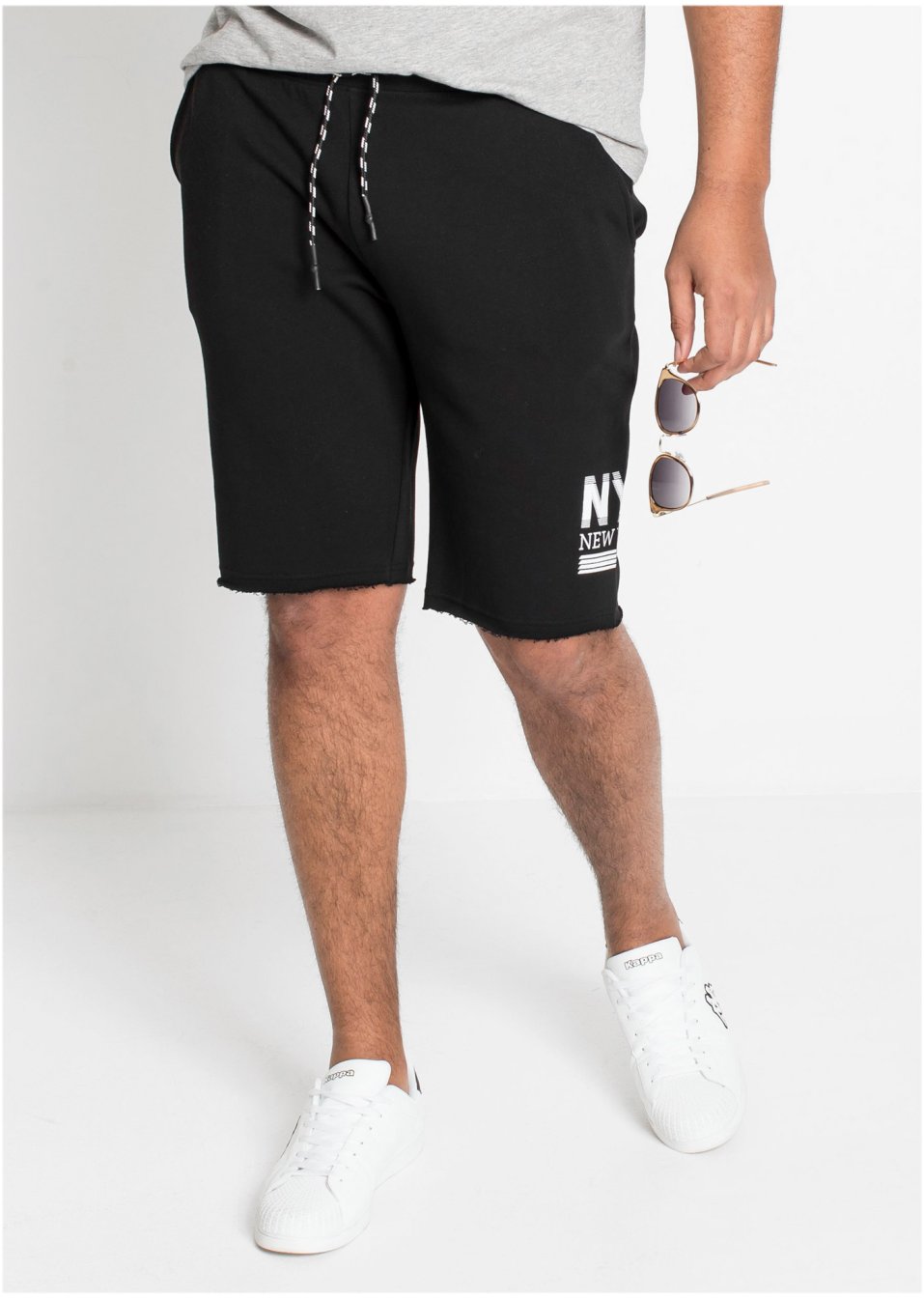 Bermuda sweat avec bordures à cru, Regular Fit