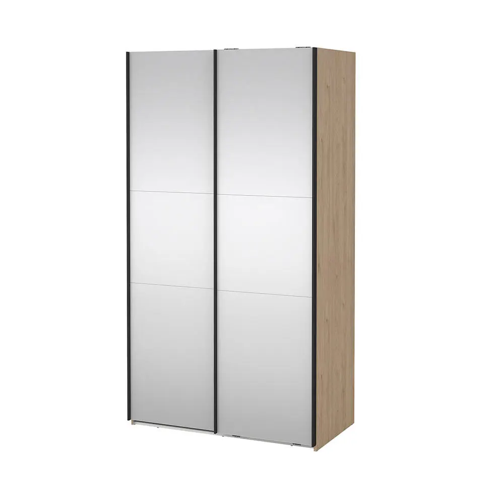 Hioshop Como schuifdeurkast 2 deuren met spiegel 120x220cm eikdecor