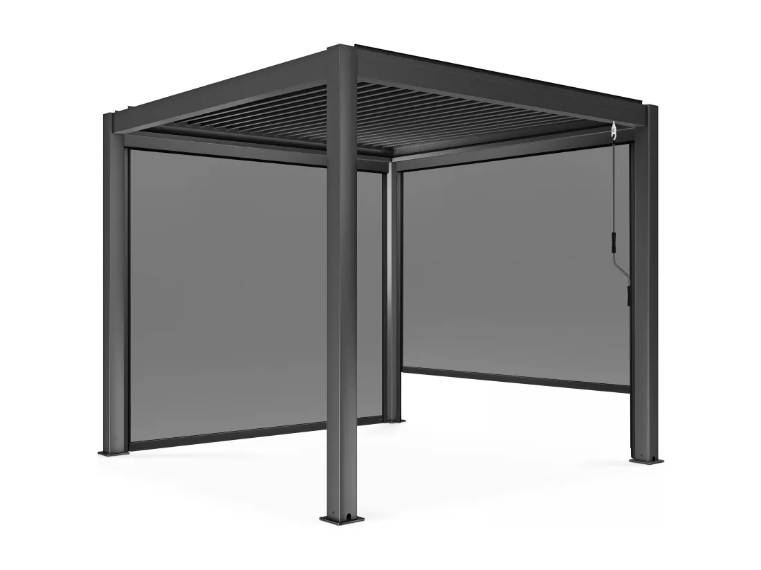 Pergola bioclimatique autoportée 3x3m et 2 Stores 2,66 X 2,34 m