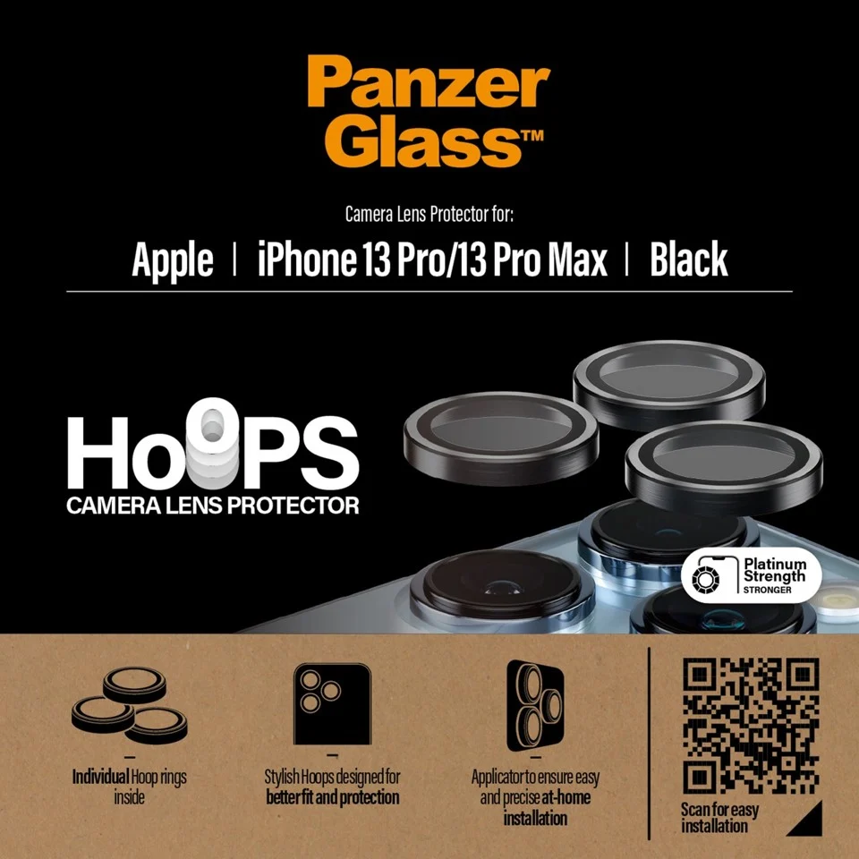 PanzerGlass - HOOPS Kameralinsebeskytter til iPhone 13 Pro - 13 Pro Max - Sort