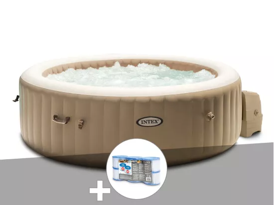 Kit spa gonflable Intex PureSpa Sahara rond Bulles 4 places + 6 filtres