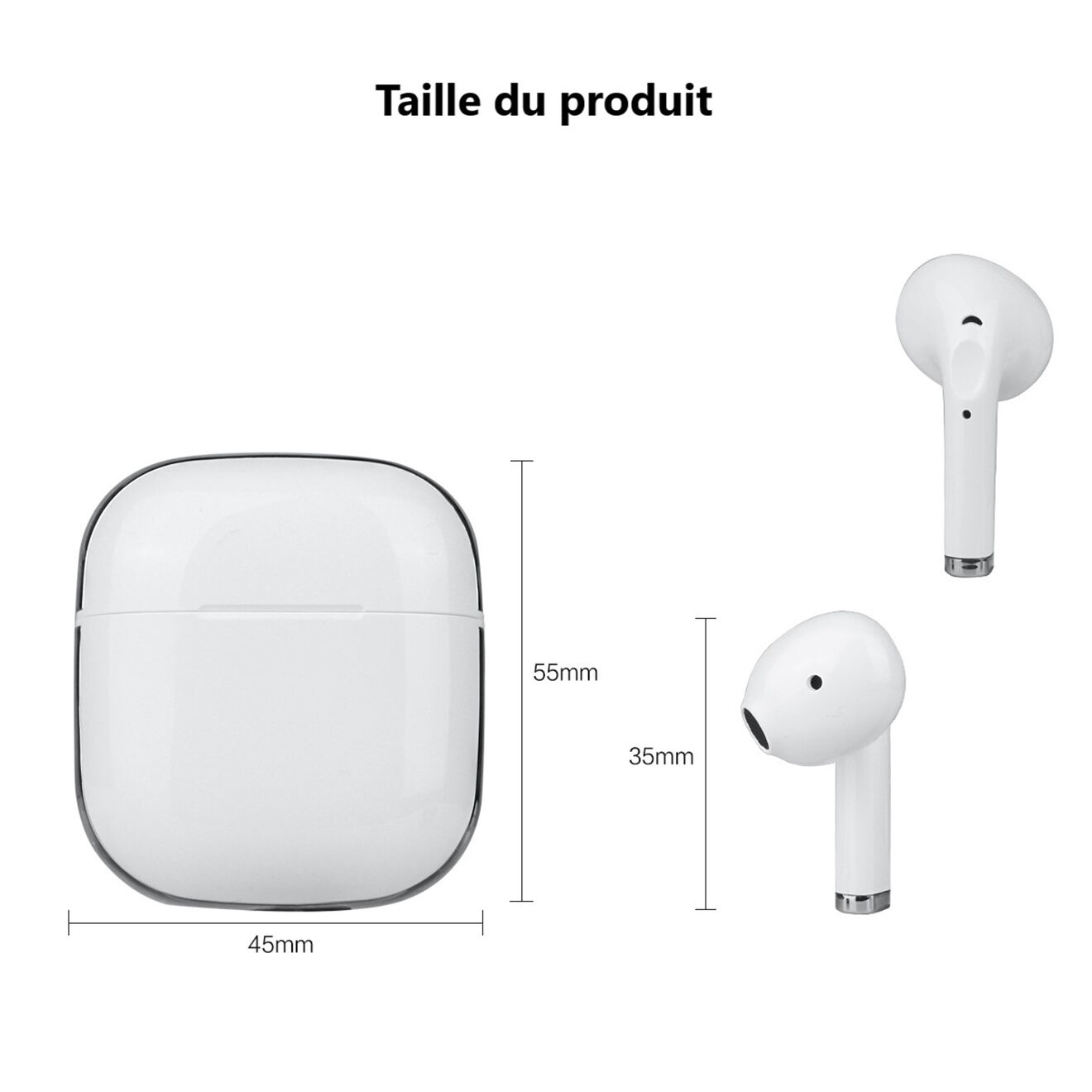 Onamaste Écouteurs Bluetooth avec réduction de bruit blancs