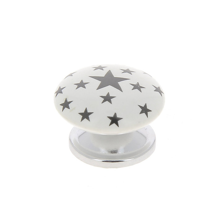Bouton de meuble arrondi enfant Edern noir et blanc Ø2.4cm x P.2.6cm