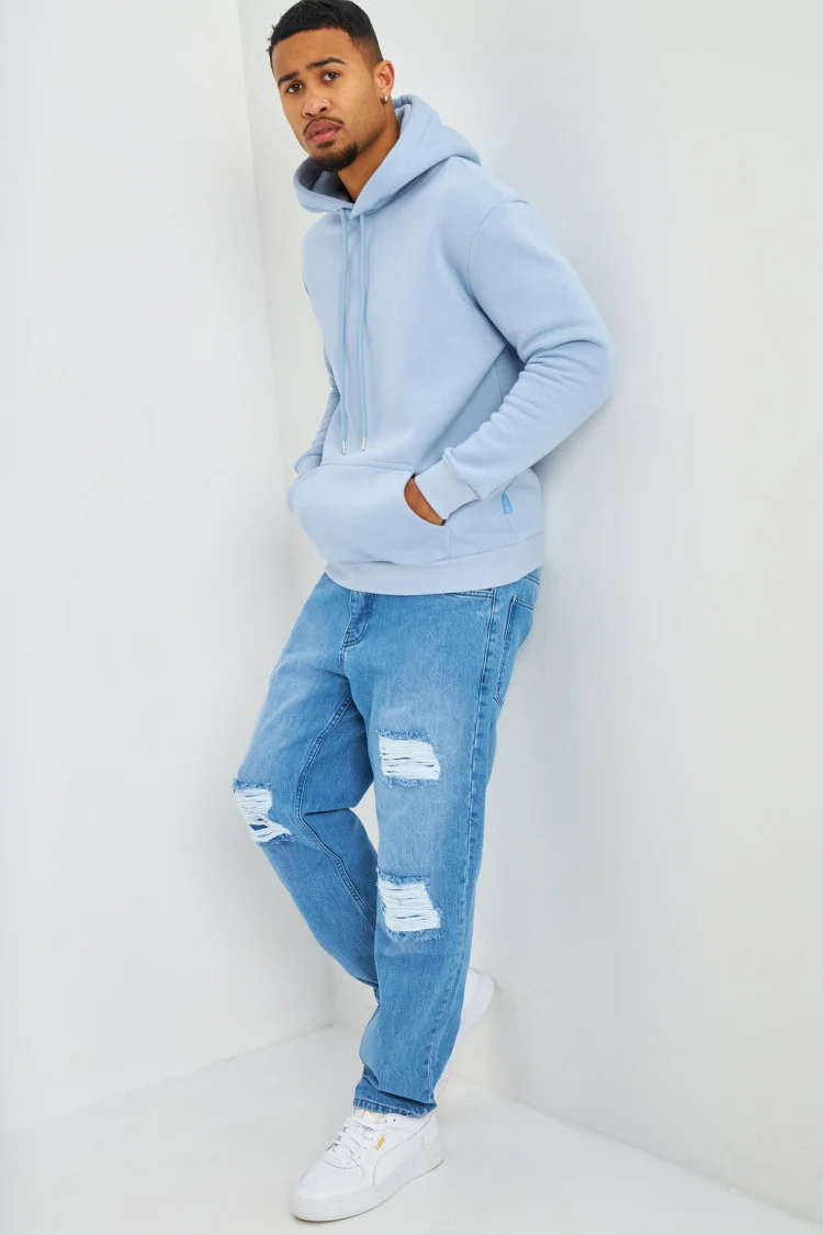 Sweat bleu à capuche Brentiny