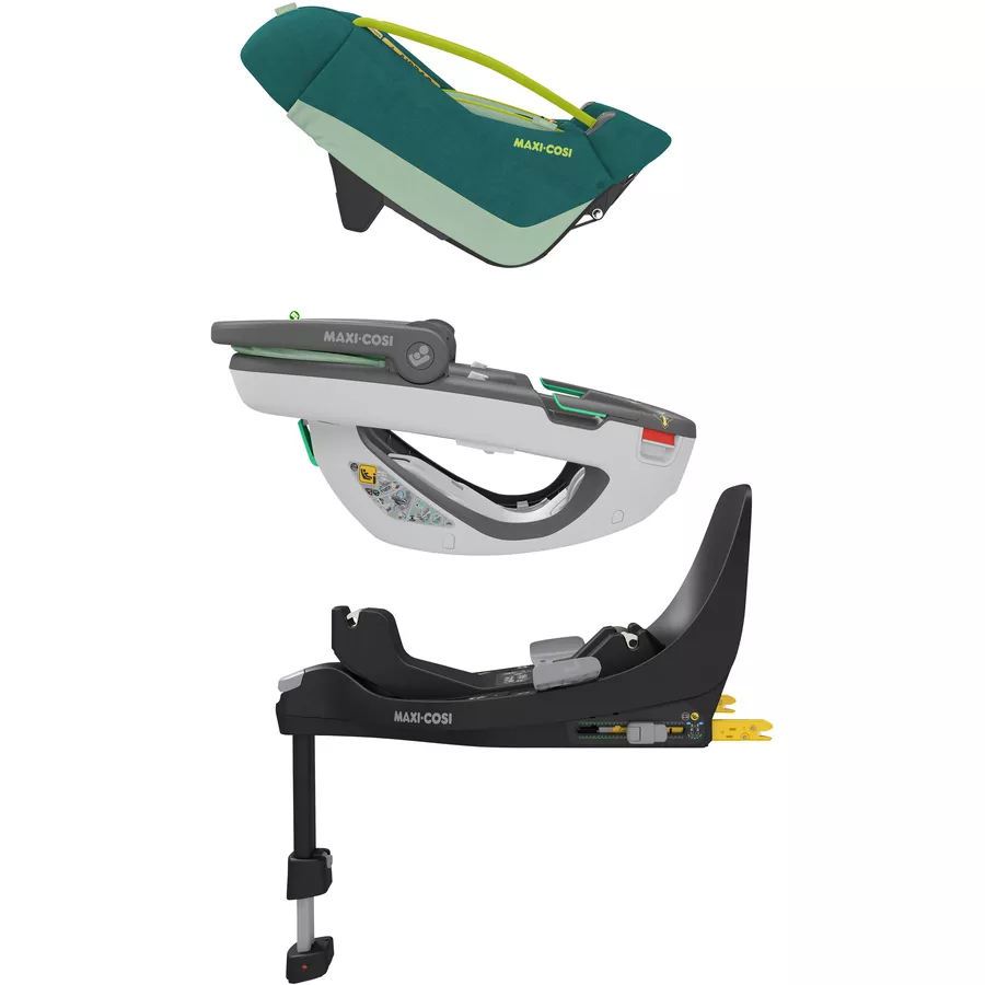 MAXI COSI Set Babyschale Coral 360 Neo Green plus Basisstation FamilyFix 360