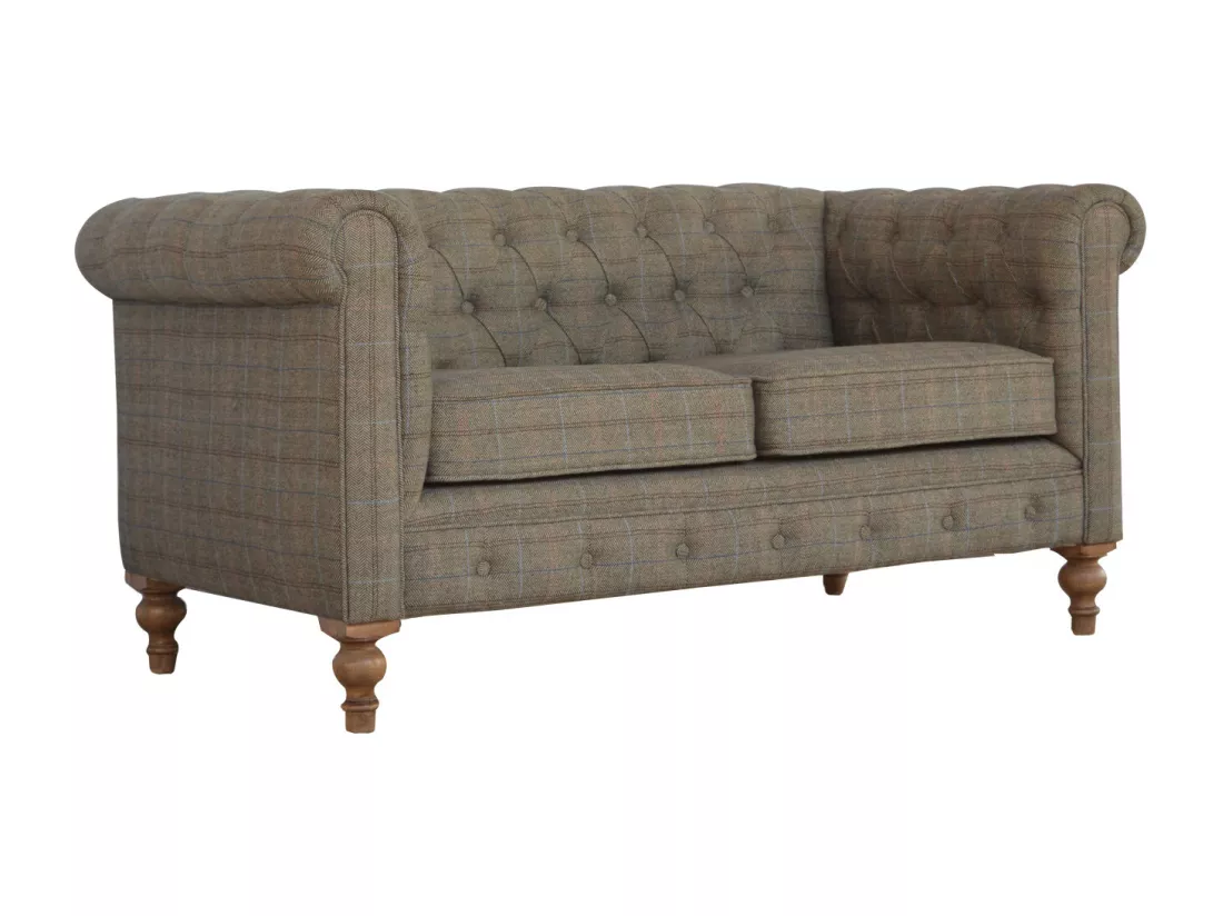 Chesterfield 2 places en tissu multi-tweed