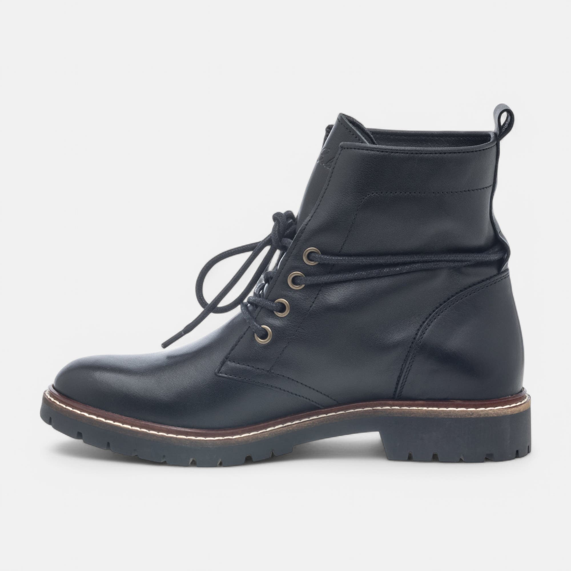 Bottines à lacets Femme en cuir noir