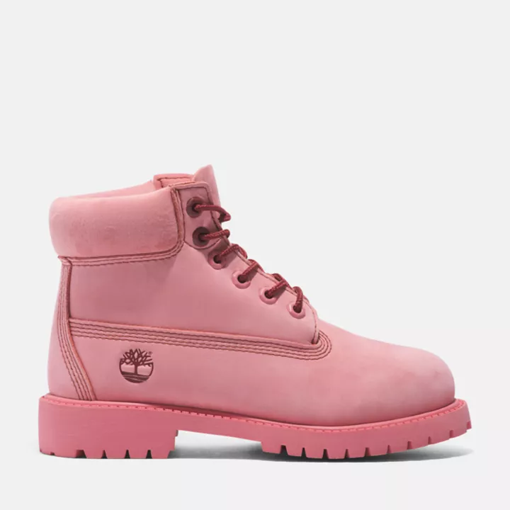 Bottine 6-inch imperméable à lacets Timberland Premium junior en rose