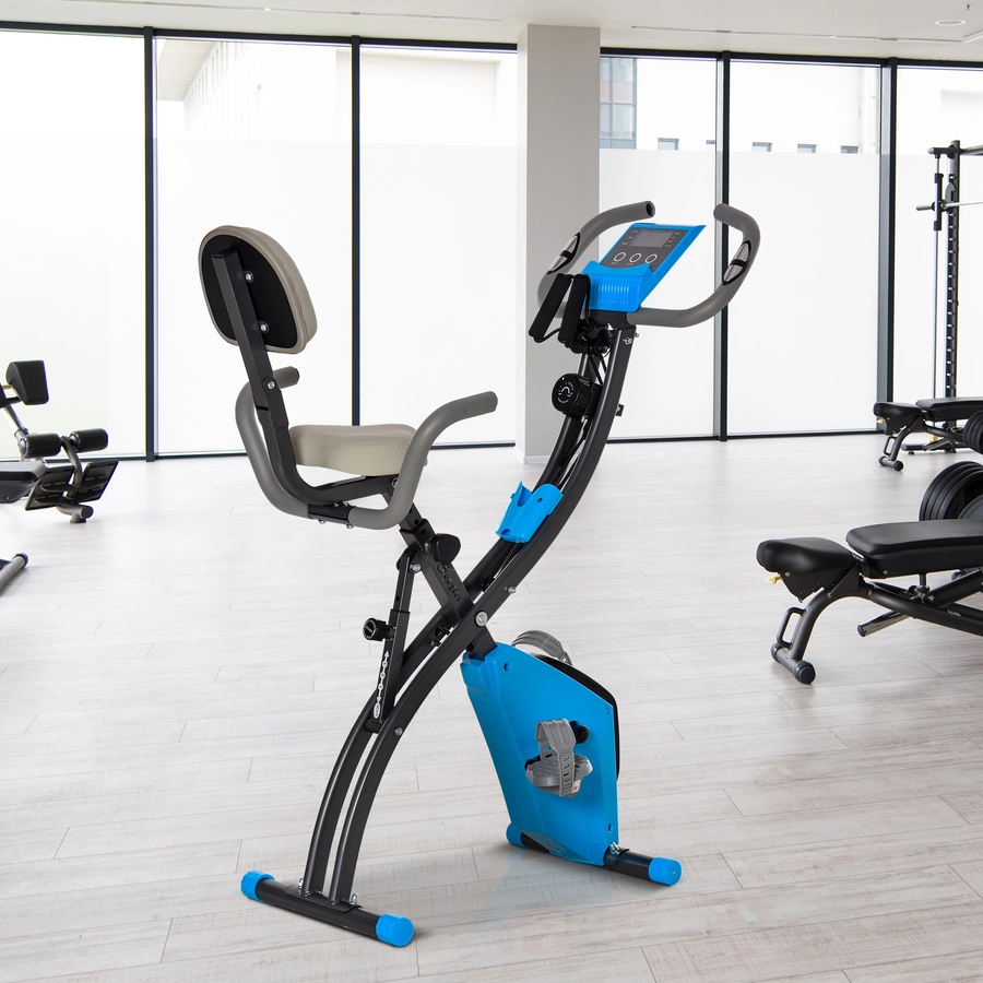 HOMCOM Fahrradtrainer mit LCD Display blau, grau