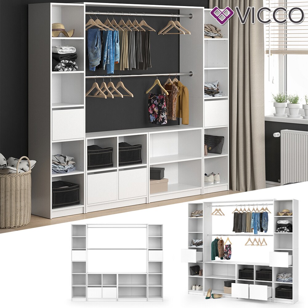 VICCO Kleiderschrank GUEST XXL offen begehbar Regal Kleiderständer Schrank weiß