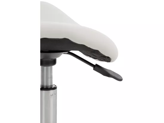 Tabouret de bureau - Similicuir & Métal chromé - Blanc - Reno