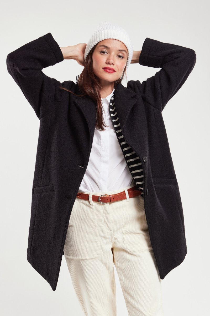 Manteau boutonné - laine bouillie