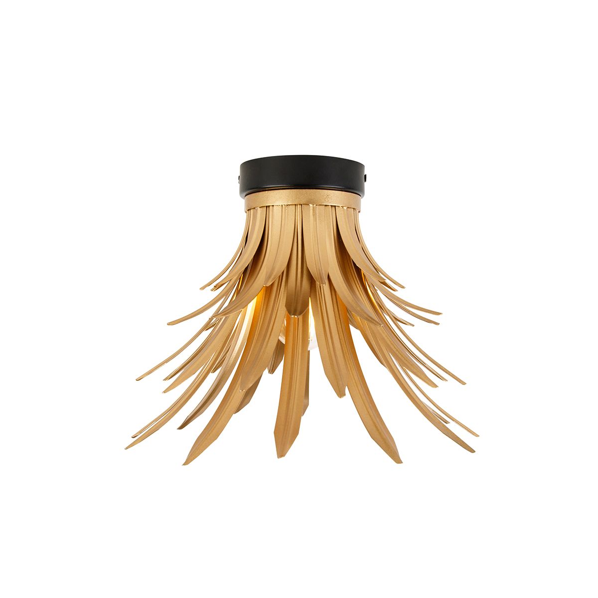 Art Deco plafondlamp goud met zwart - Wesley