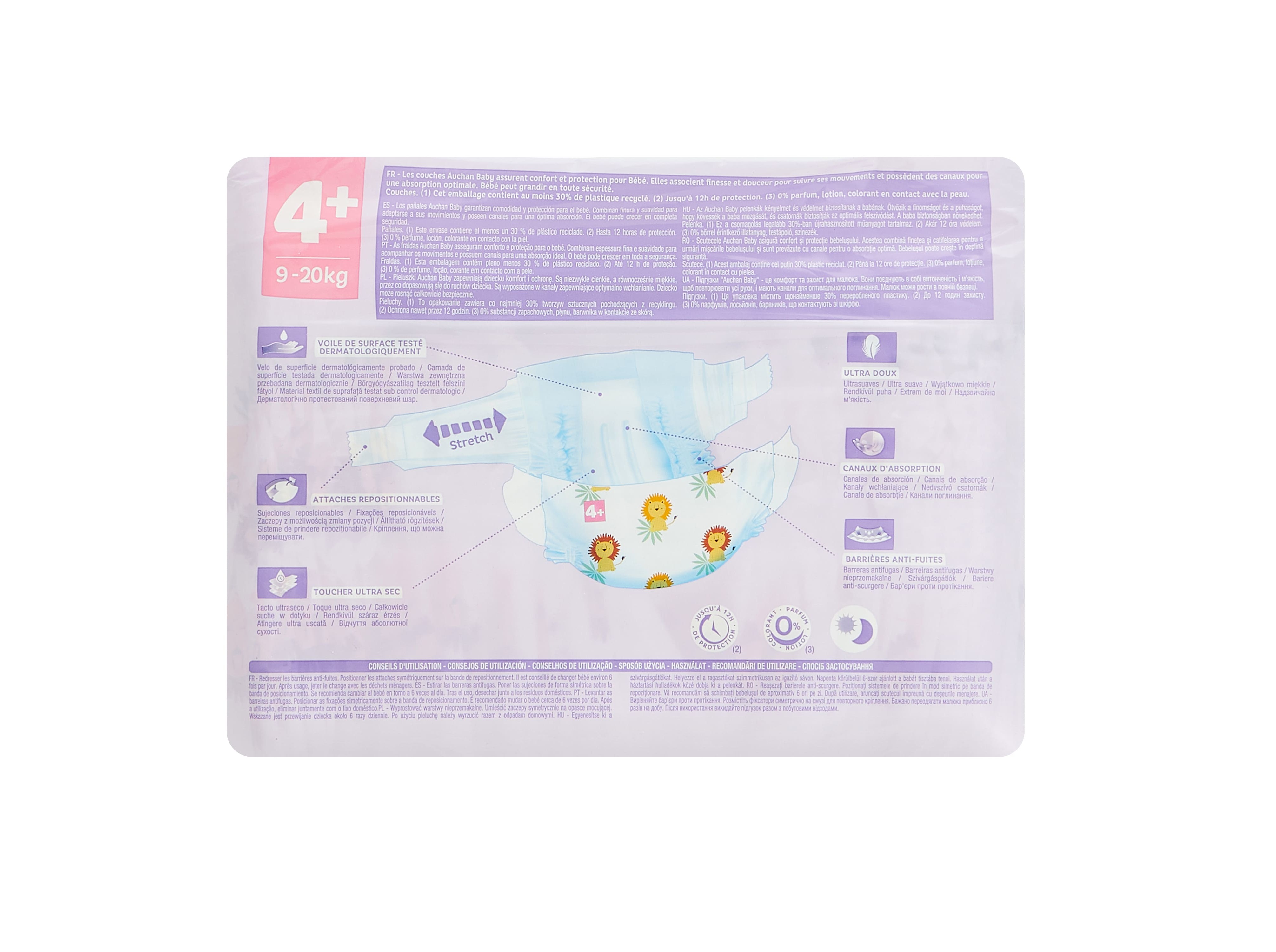 FRALDAS AUCHAN BABY T4  9-20KG 40UN