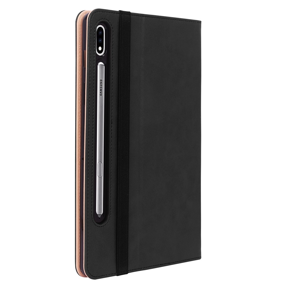 Samsung Galaxy Tab S8  Plus / Tab S7  Plus Leder Tasche Flip Cover mit Handschlaufe - Schwarz
