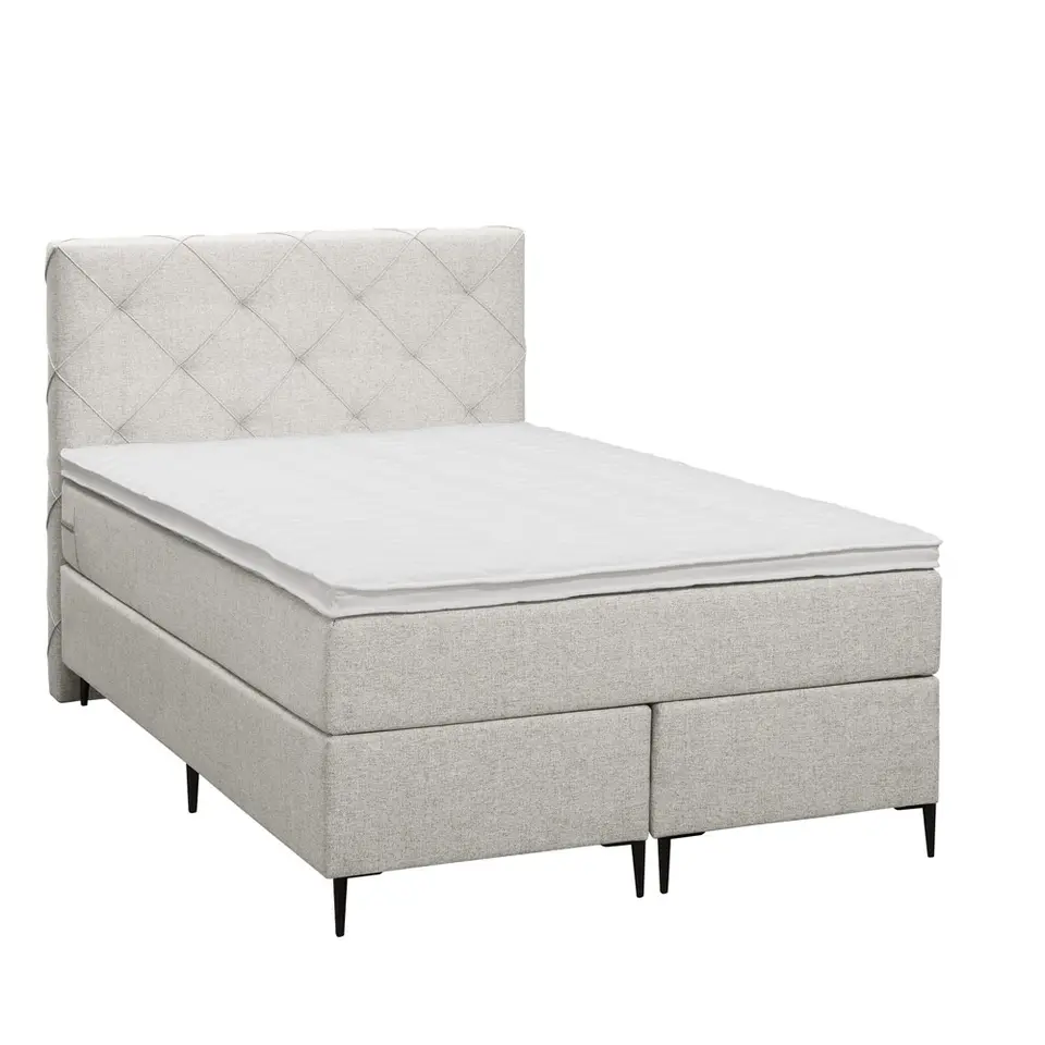 Boxspring Liv geruit - ecru - 120x200 cm - slanke poot