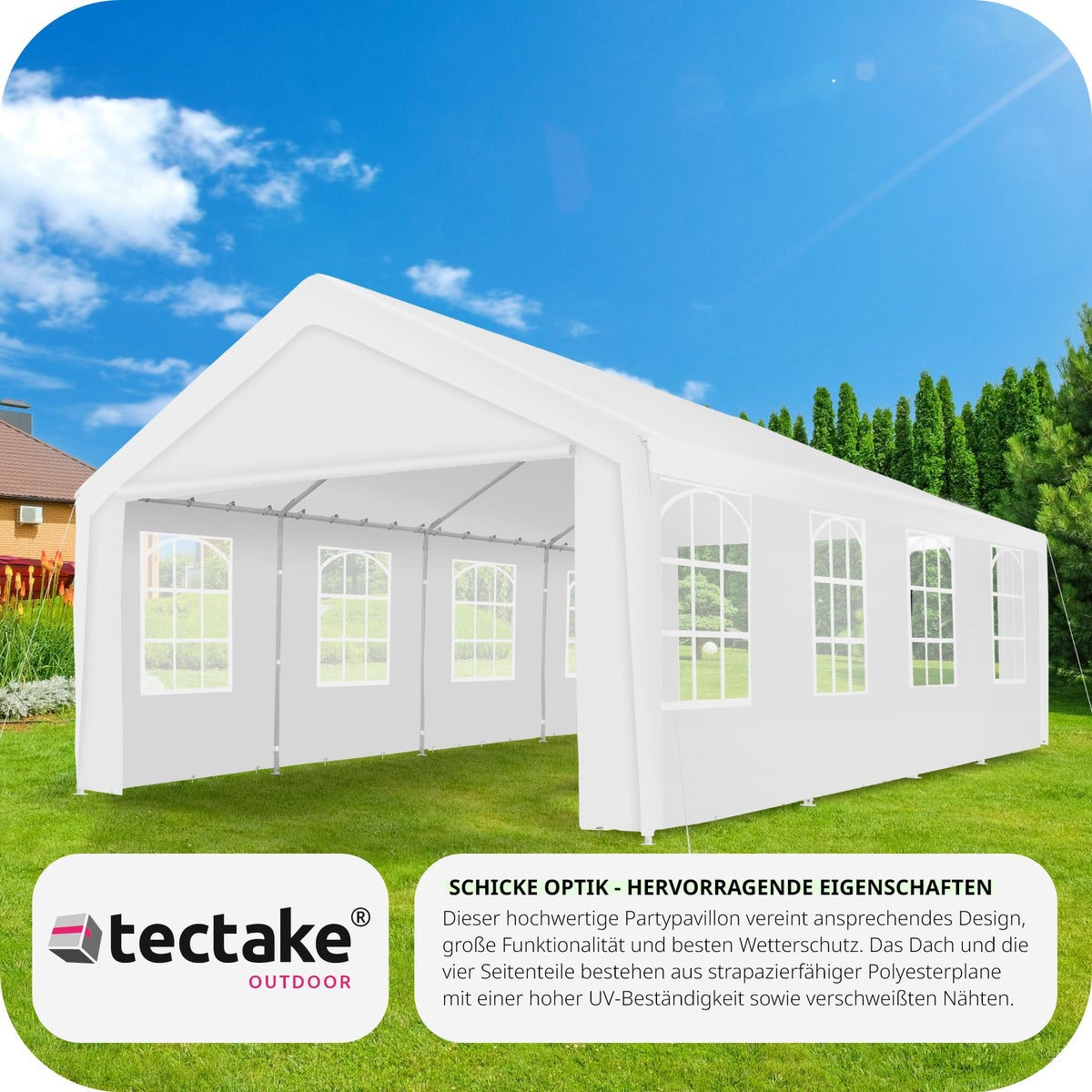 tectake Mammut partytent 8 x 4 m inclusief scheerlijnen en haringen