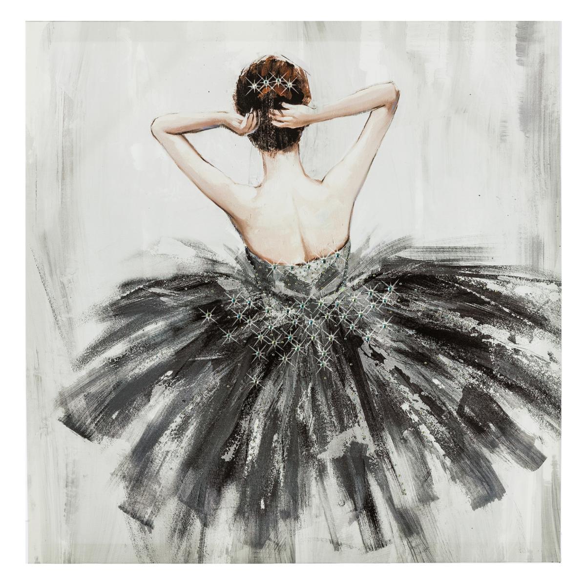 TOILE IMPRIMEE ET STRASS DANSEUSE D.48X48CM