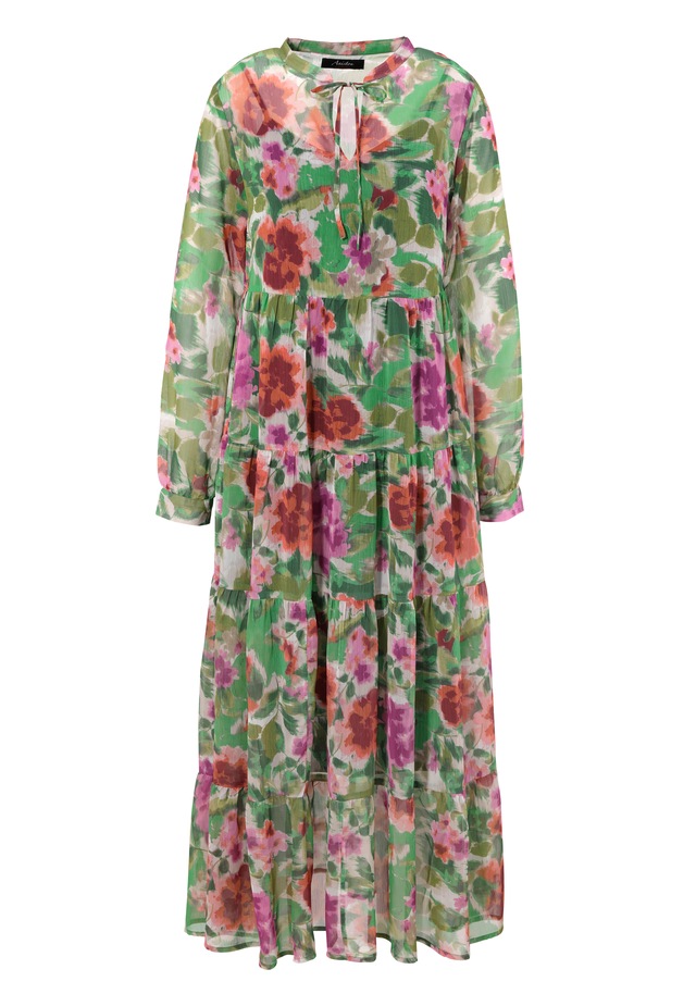Aniston CASUAL Maxikleid mit Jersey-Unterkleid,  mit farbharmonischem Blumendruck im Batik-Look
