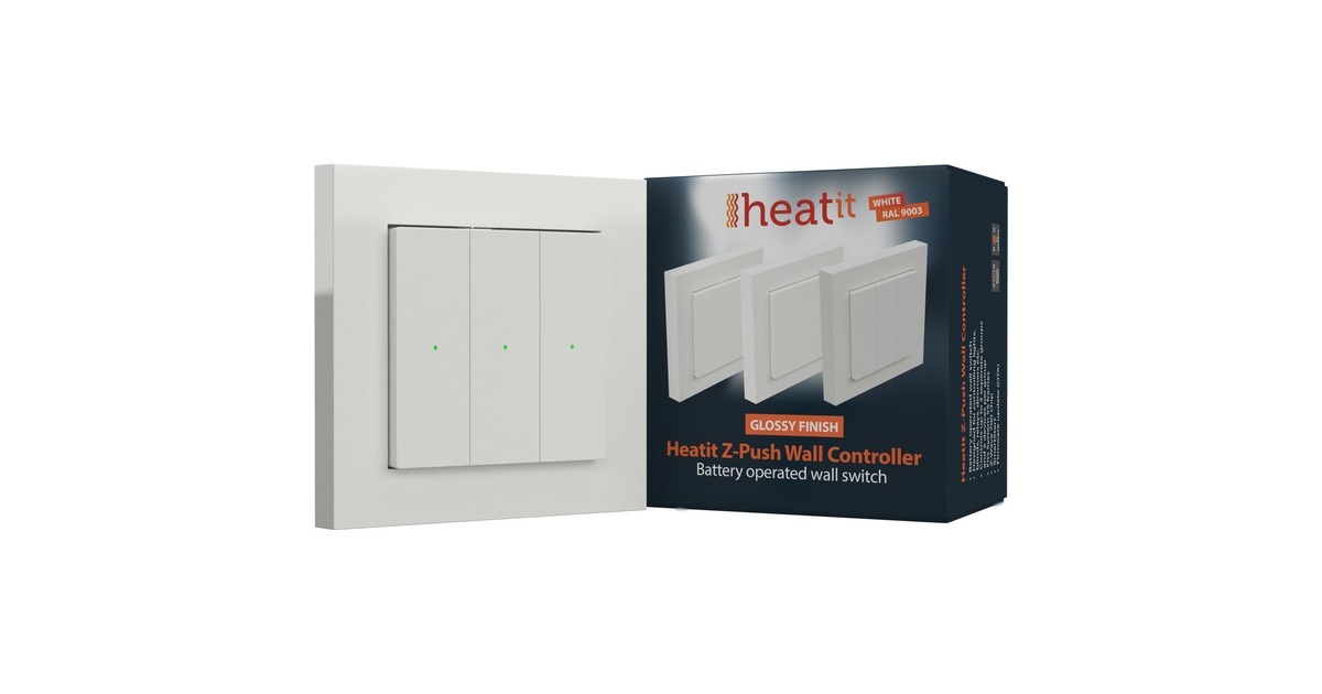 heat itZ-push Wall Controller RAL9003 schakelaar  (Wit/hoogglans wit)