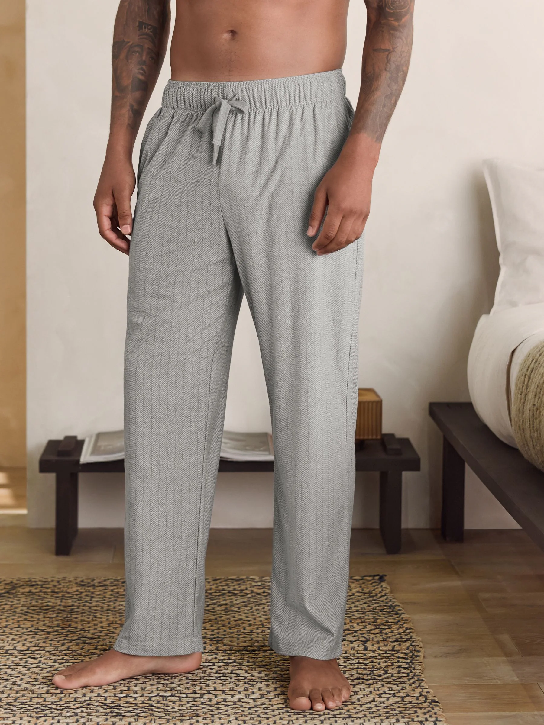 Neutraal visgraatmotief - Motionflex behaaglijke Pyjama's met open zoom