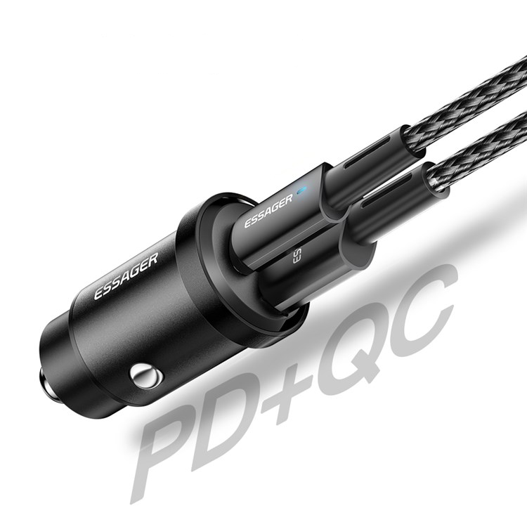 (30W) USB A / USB C Auto KFZ Ladegerät PD 3.0 / QC 3.0 - Schwarz