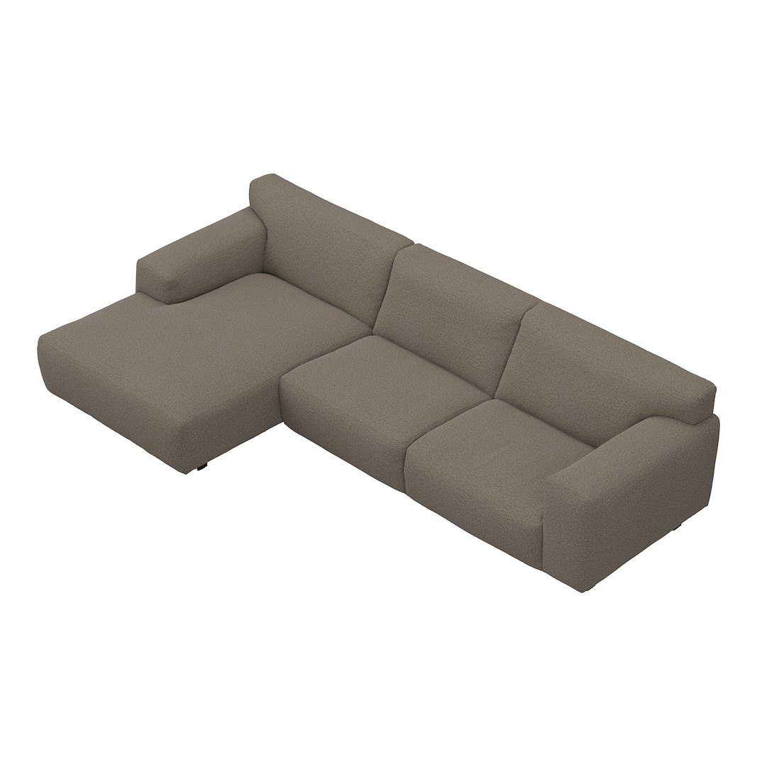 Vesta 2,5-seter med sjeselong venstre I Tekstil Gianni Grey, standardsøm, sort metallben 10 cm, Comfort CM