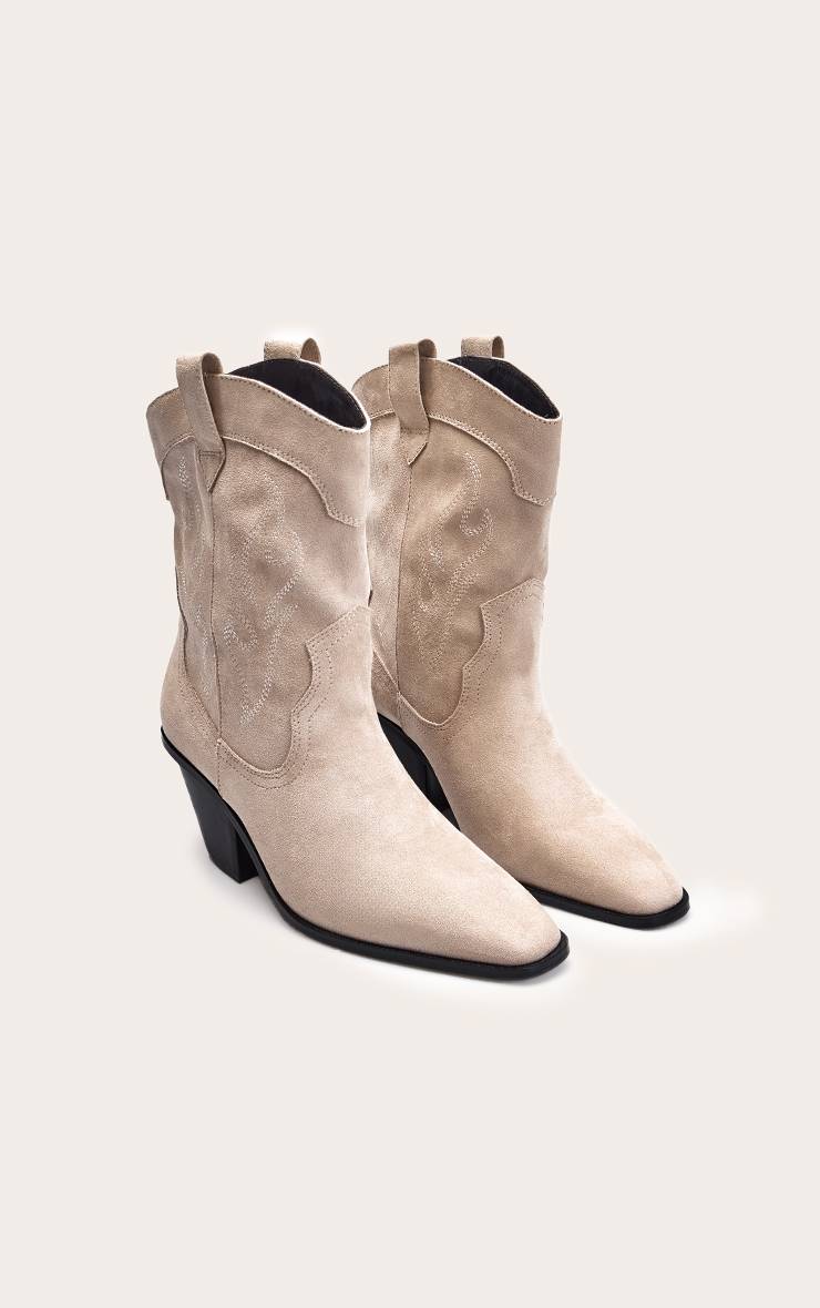 Sable Bottines Western Brodées En Synthétique