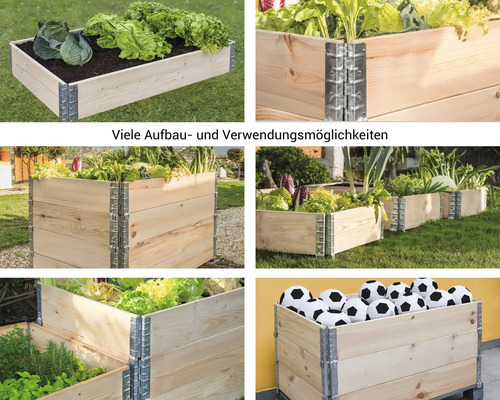 Modulair systeem voor verhoogde tuinbedden, palletframe wanddikte 20 mm 120x80x20 cm naturel