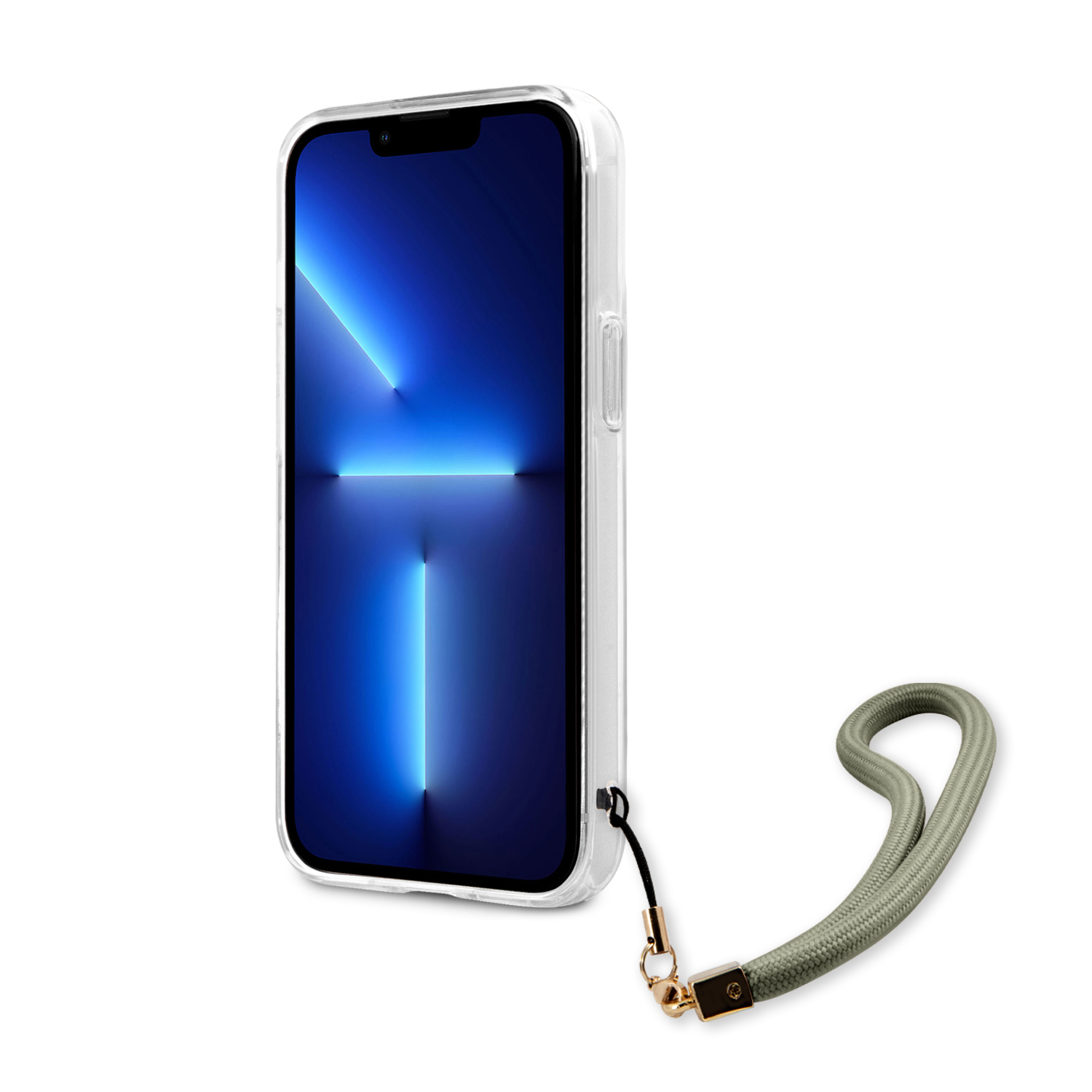 iPhone 13 Hardcase Hülle Marble Strap (GUHCP13MKMABGN) - Weiss / Grün