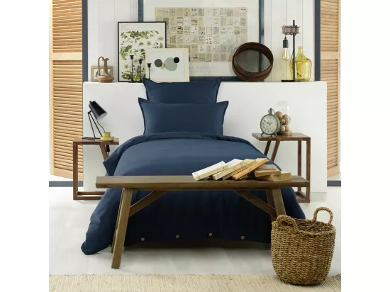 HEDDA - Taie d'Oreiller 63x63cm Flanelle de Coton Coloris Nuit