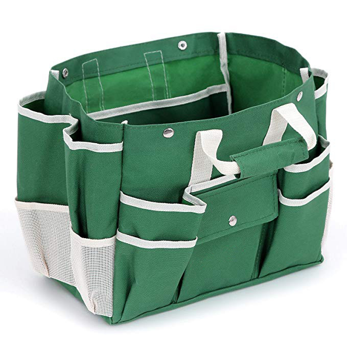 (7-tlg. Set) 2in1 Garten Klappstuhl Hocker mit Abnehmbarer Tragetasche Werkzeug Organizer inkl. Gartenwerkzeug