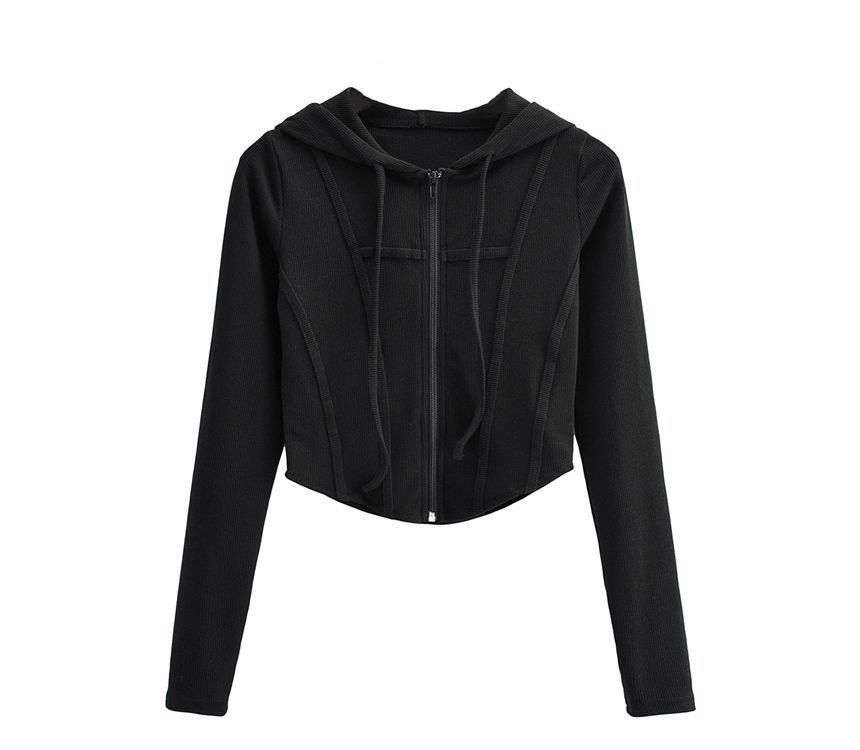 Hollahop - Effen cropped jack met capuchon en rits