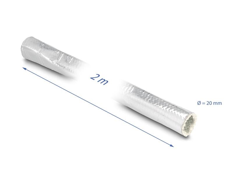 Delock Kabelschlauch aus Glasfasergeflecht / Alu 2 m x 20 m Delock Kabelschlauch aus Glasfasergeflecht und Aluminium 2 m x 20 mm