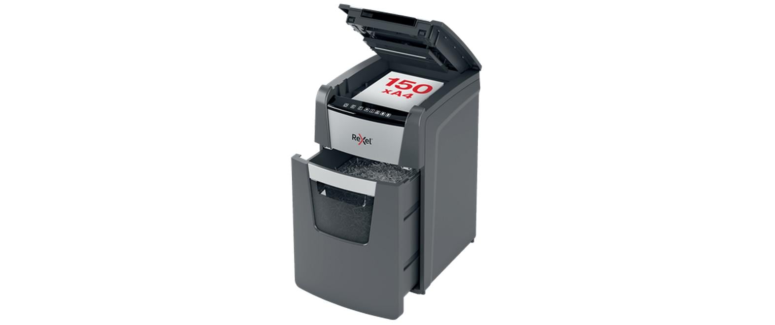 Aktenvernichter Rexel Optimum AutoFeed+ 150X, P-4<br>Automatischer Schredder (auto) für sichere Vernichtung vertraulicher Unterlagen (bis zu 150 Blatt)