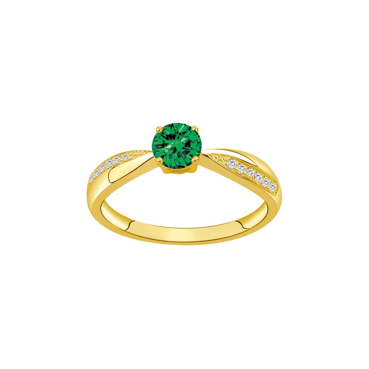 Bague en Plaqué Or avec oxyde de zirconium vert emeraude