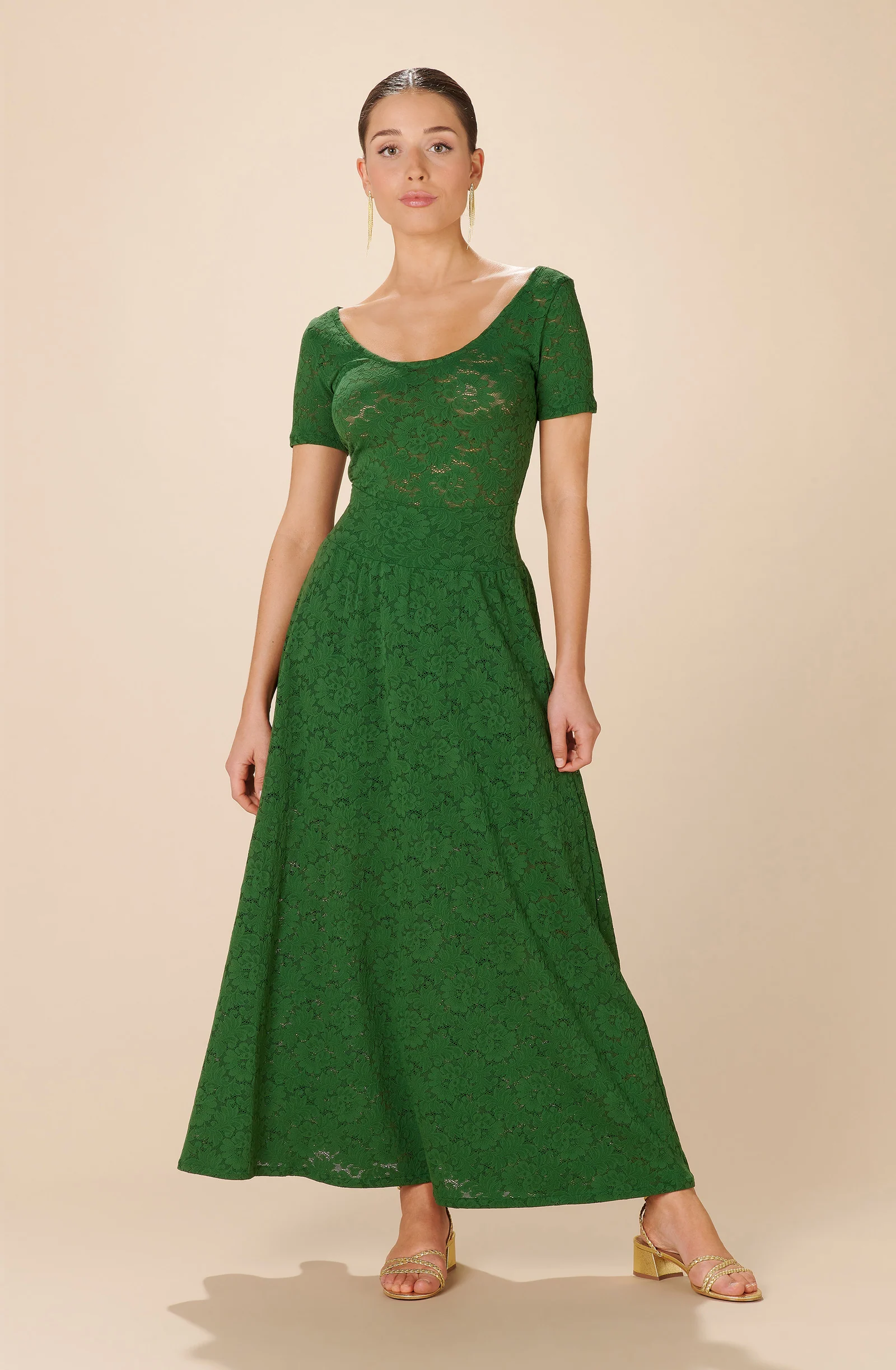 yann Top manches courtes en dentelle vert olive Vert olive