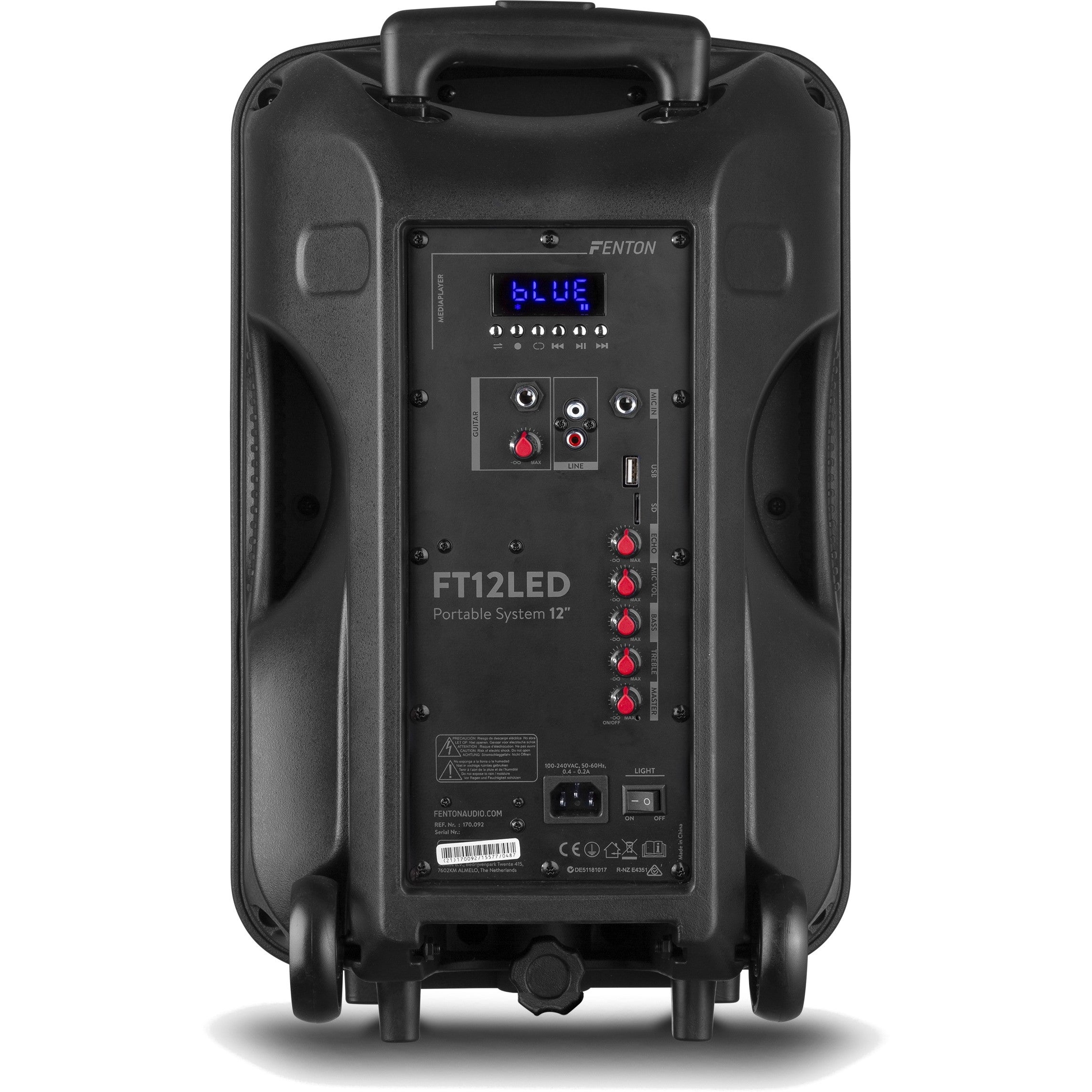 Fenton FT12LED actieve 700W mobiele 12 inch speaker met LED-show