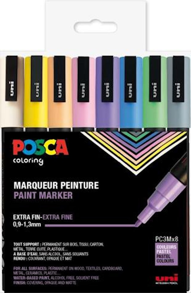 Posca Marker Set 8-p Pastellfarger PC-3M Spiss 0,9-1,3 mm