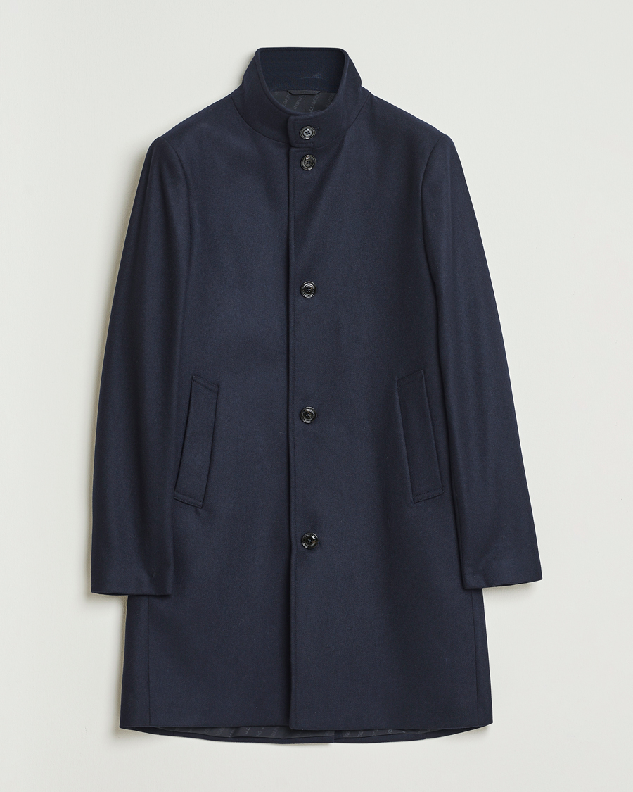 J.Lindeberg Jesse Stand Up Wool Melton Coat Navy