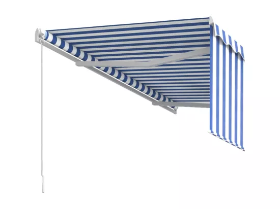 Auvent manuel rétractable avec store 3x2,5 m Bleu et blanc