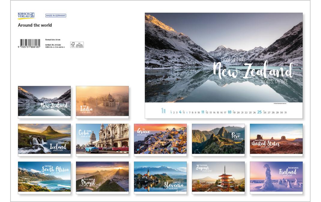 Bildkalender Around the World 2026Wandkalender aus FSC zertifiziertem Papier