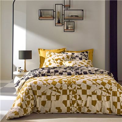Linge de lit motif damiers - BECQUET CRÉATION