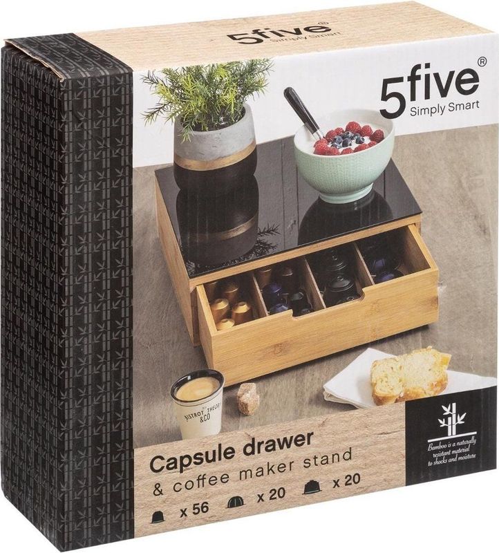 Luxe Capsulehouder voor koffiecups - Bamboe - Koffieapparaat stand met lade voor koffiecups - Stijlvolle koffiecupshouder
