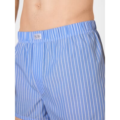 Herren-Boxershorts gewebt, Hellbau-Weiß