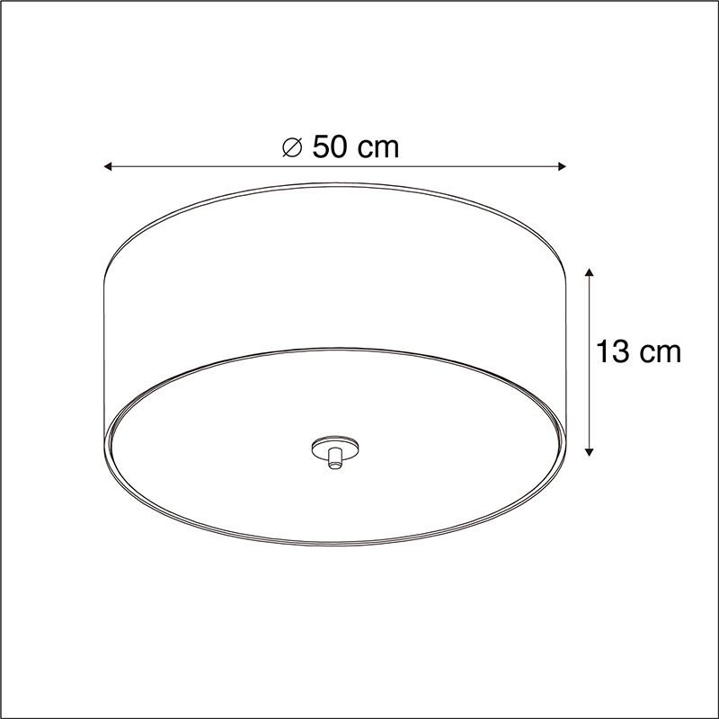 Landelijke plafondlamp zwart 50 cm - Drum