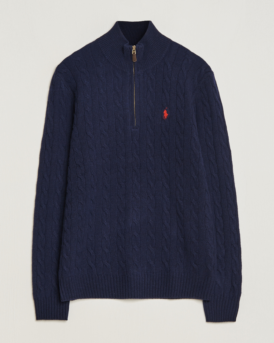 Polo Ralph Lauren Wool/Cashmere Cable Half Zip Hunter Navy