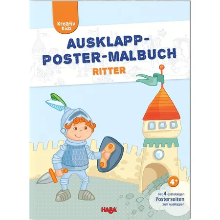 HABA 304455 Kreativ Kids Ausklapp-Poster-Malbuch Ritter