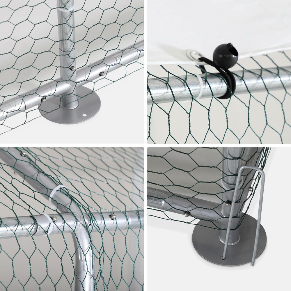 Enclos pour poulailler 24 m² - babette - volière en acier galvanisé. Bâche de toit imperméable et anti uv. Porte avec loquet. Enclos